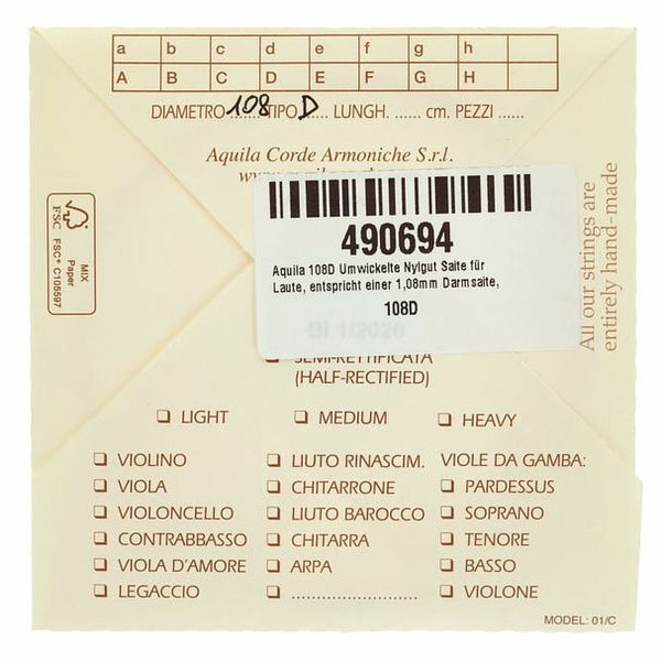 Aquila 108D Wound Nylgut Lute String