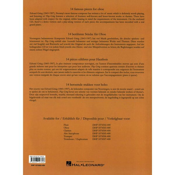 De Haske Play Grieg Oboe