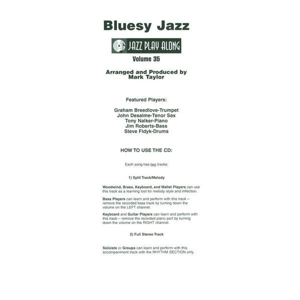 Hal Leonard Jazz Play-Along Bluesy Jazz