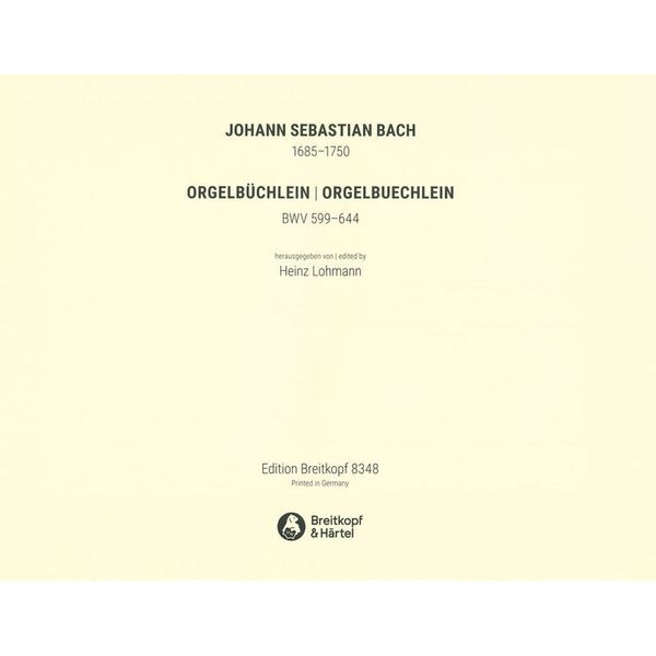 Breitkopf & Hrtel Bach Orgelbüchlein