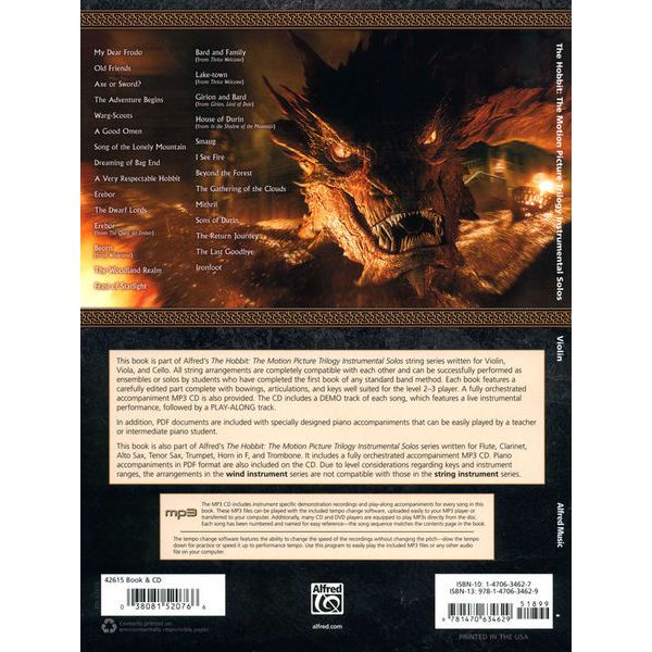 Alfred Music Publishing Hobbit Trilogy Violin