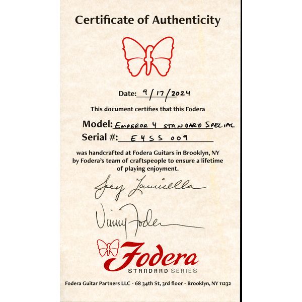 Fodera Emperor Std 4 Black Limba LTD