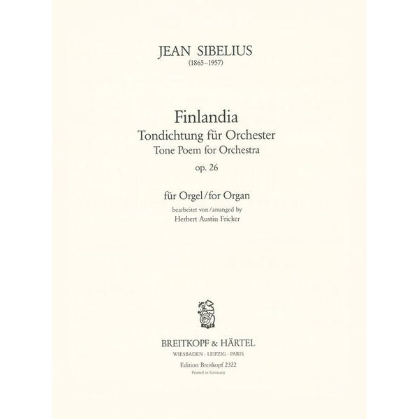 Breitkopf & Hrtel Sibelius Finlandia Orgel