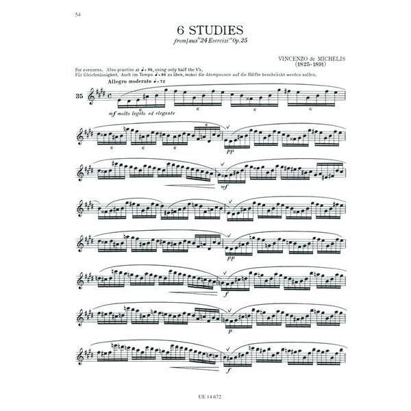 Universal Edition 50 Classical Studies For Flute