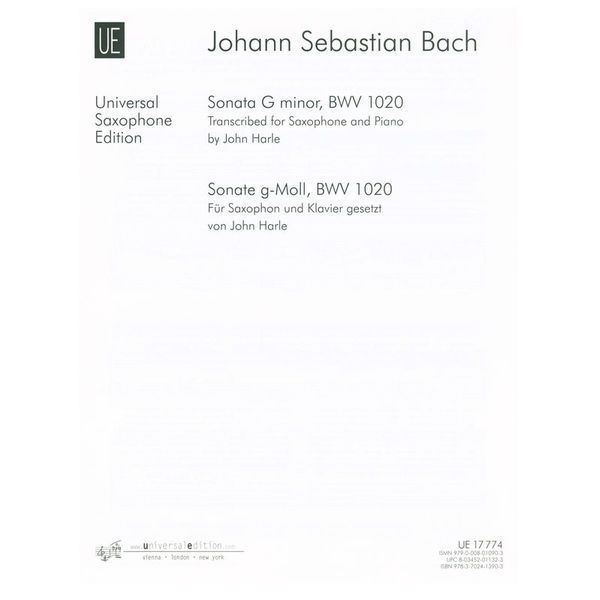 Universal Edition Bach Sonata g-Moll Sax