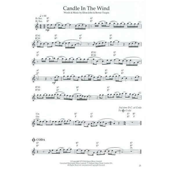 Wise Publications 100 Pop Solos for Saxophone