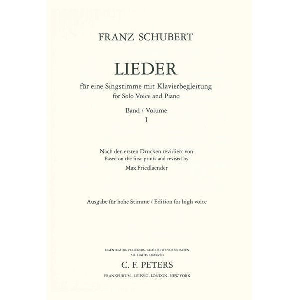 Edition Peters Schubert Lieder 1 High