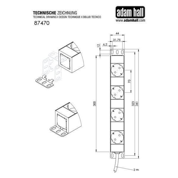 Adam Hall 87470 Power Strip 4 Sockets