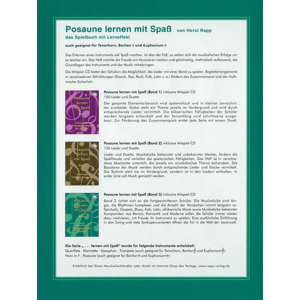 Horst Rapp Verlag Posaune lernen mit Spa 3