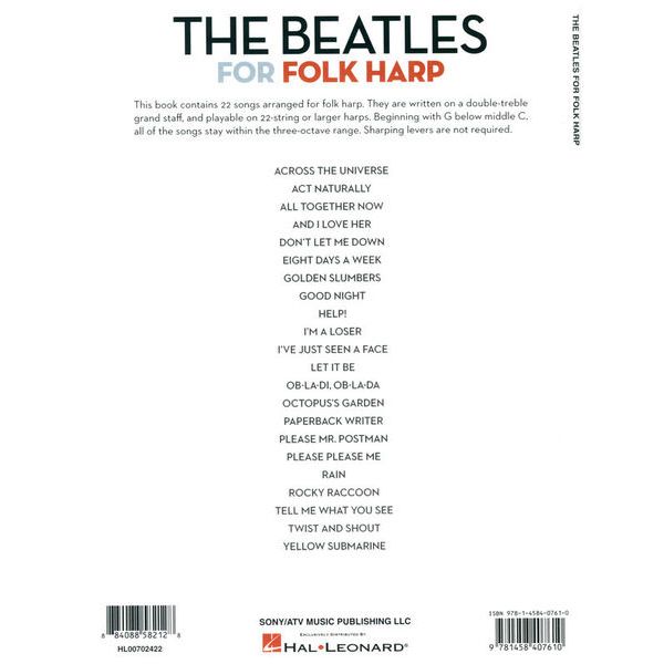 Hal Leonard The Beatles For Folk Harp