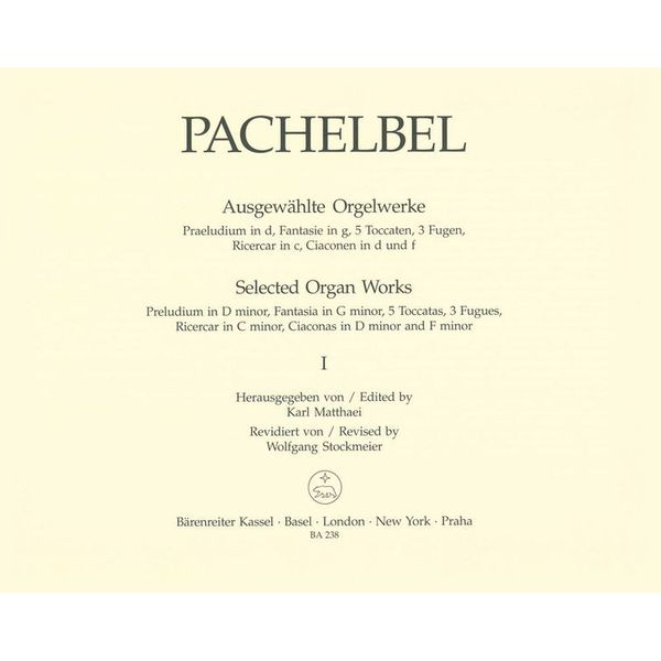Brenreiter Pachelbel Orgelwerke 1