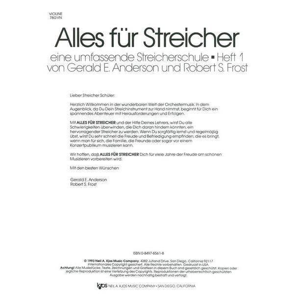 Neil A.Kjos Music Company Alles für Streicher Violin 1