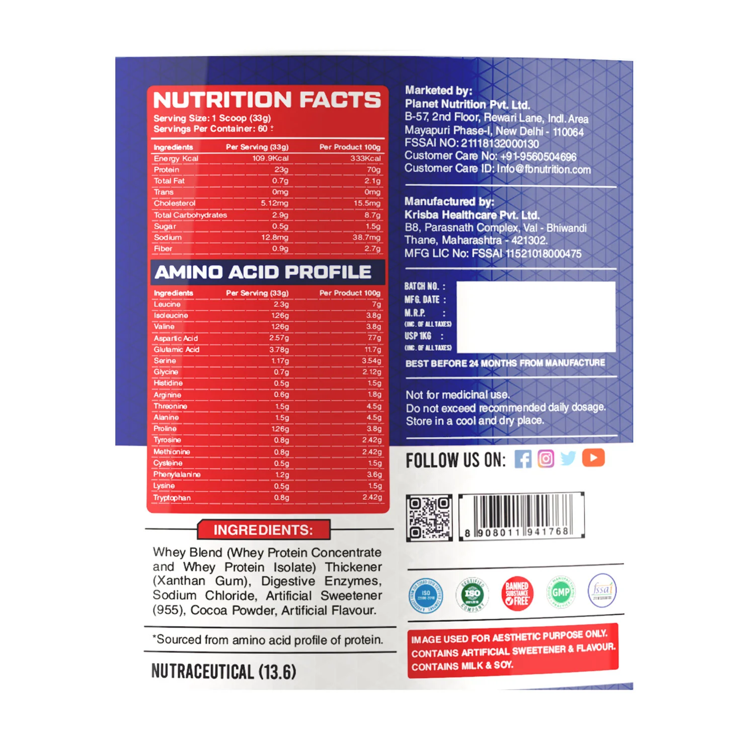 FITNESS BUZZ NUTRITION PURE WHEY