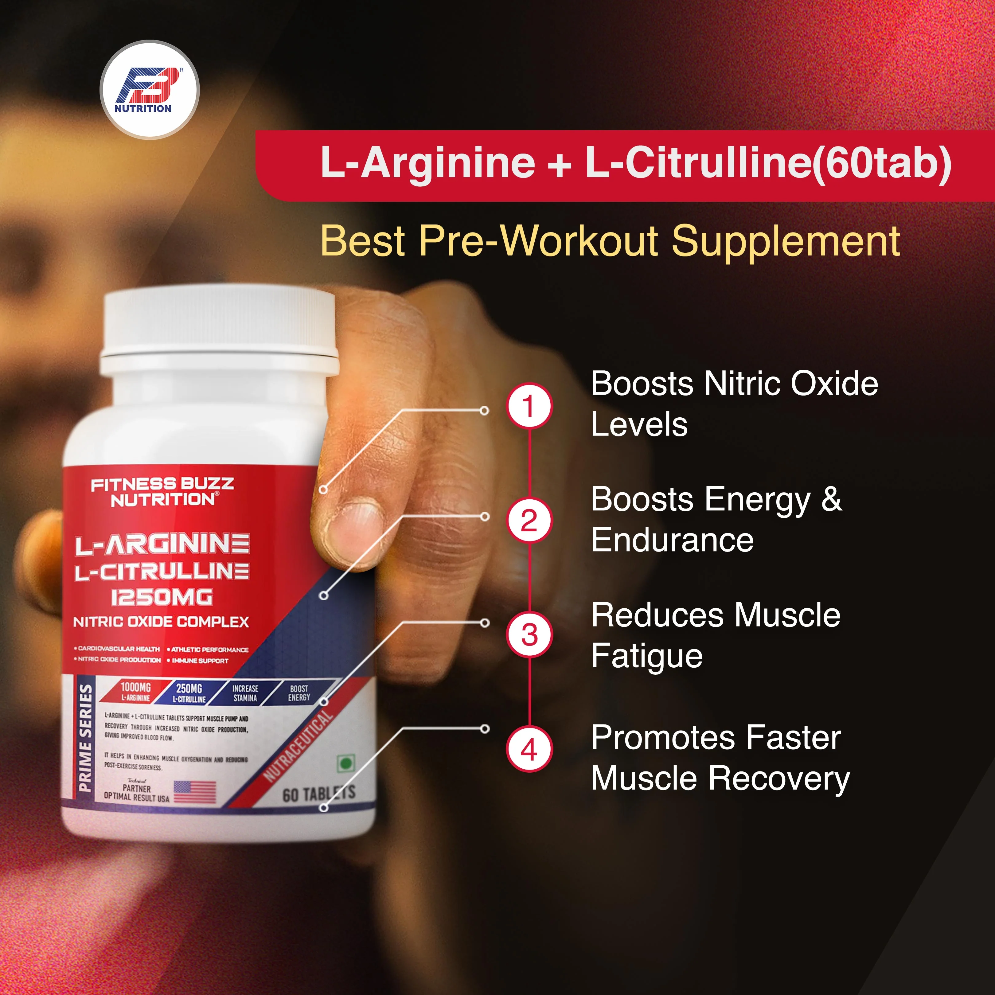 FITNESS BUZZ L-Arginine +    L-Citrulline(60tab)