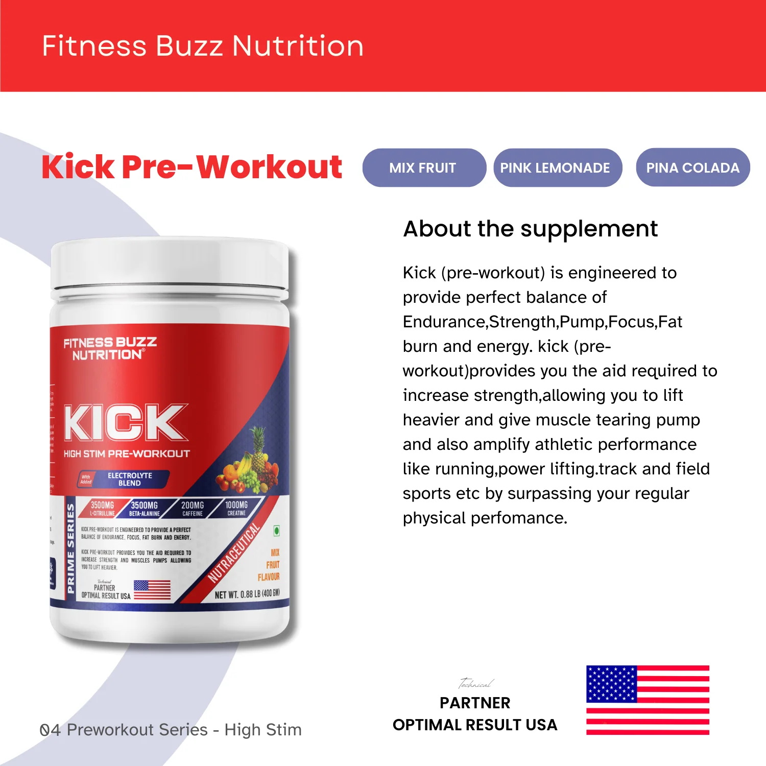 KICK HIGH STIM PRE-WORKOUT SUPPLEMENT