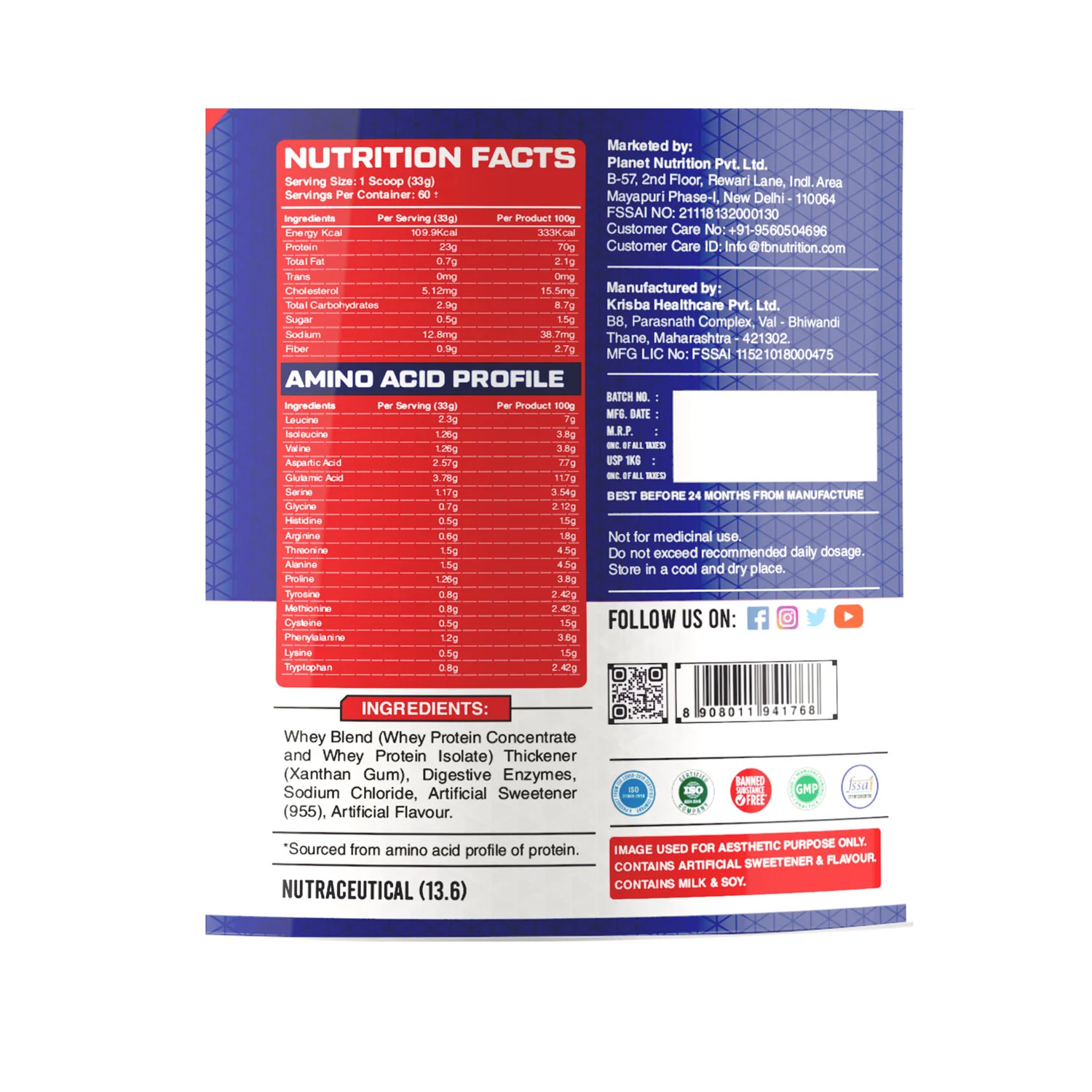 FITNESS BUZZ NUTRITION PURE WHEY