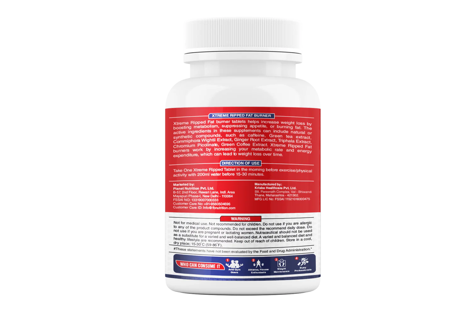 FITNESS BUZZ NUTRITION XTREME RIPPED (60tab) Herbal Fat Burner with Green Coffee & Garcinia