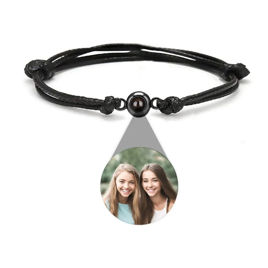 s925 Eyeball Charm Adjustable Rope Photo Projection Bracelet