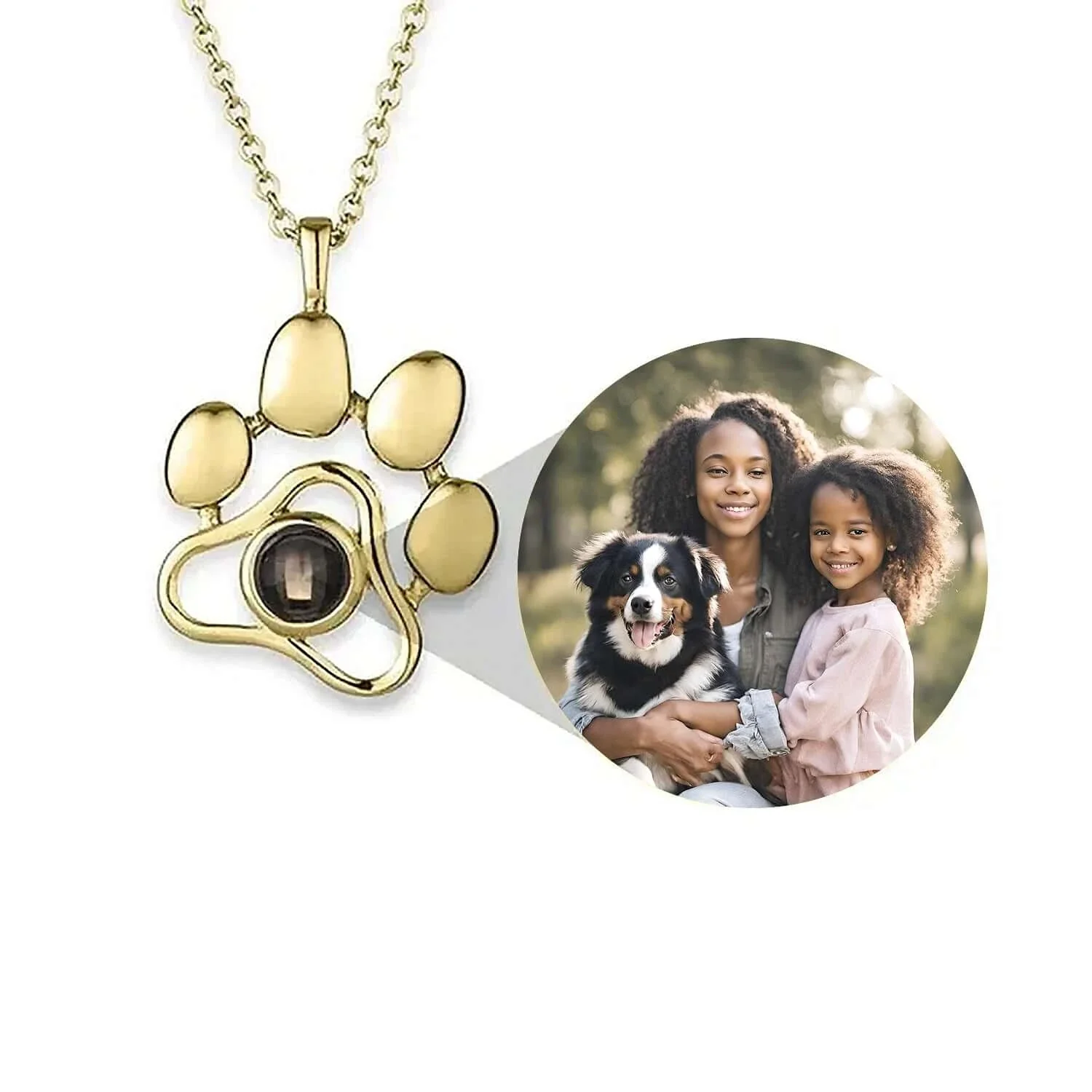 Pet Paw Photo Memory Necklace