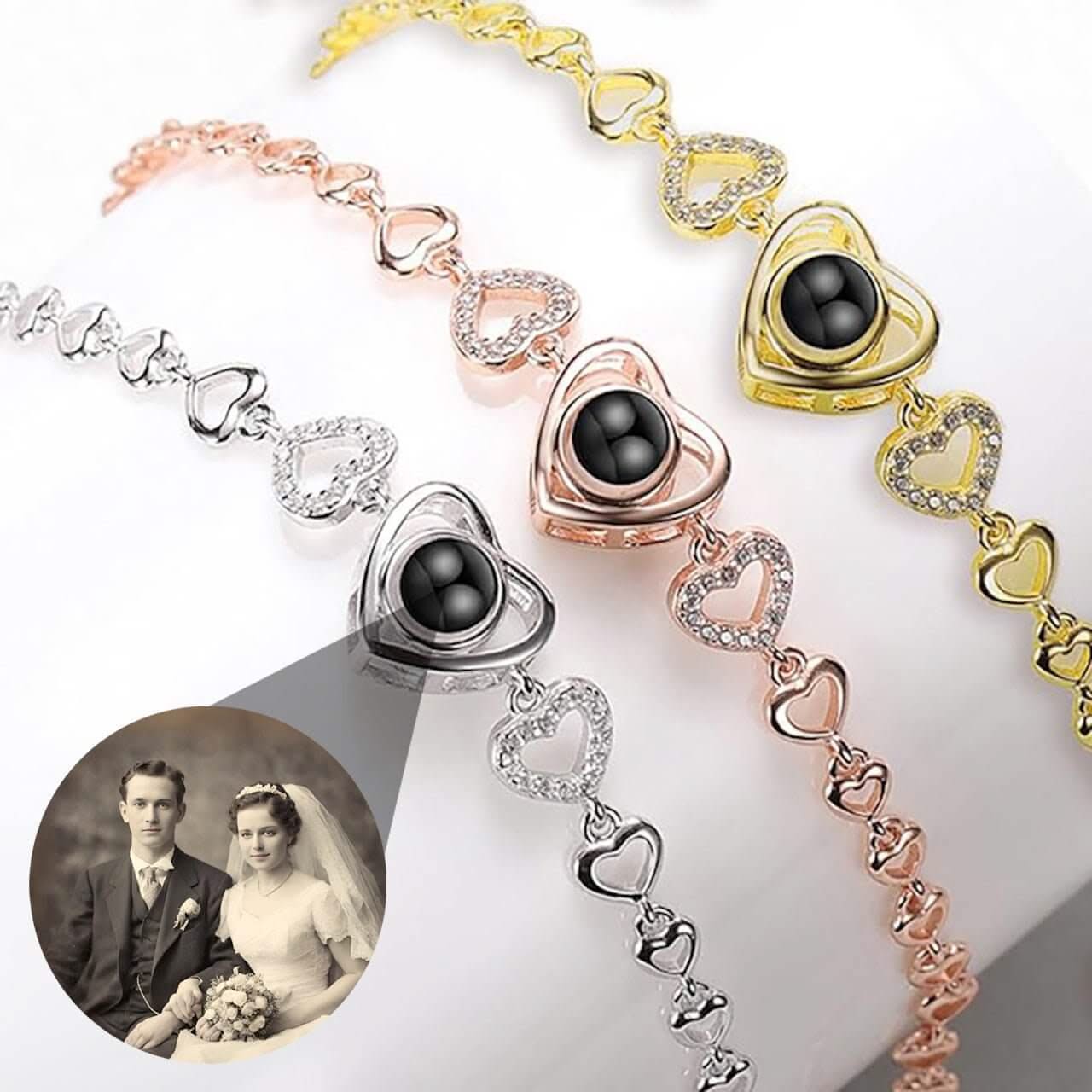 Heart Link Photo Memory Bracelet