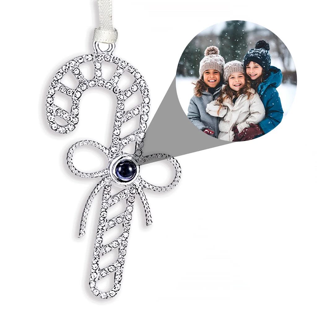Candy Cane Christmas Ornament with Picture Inside