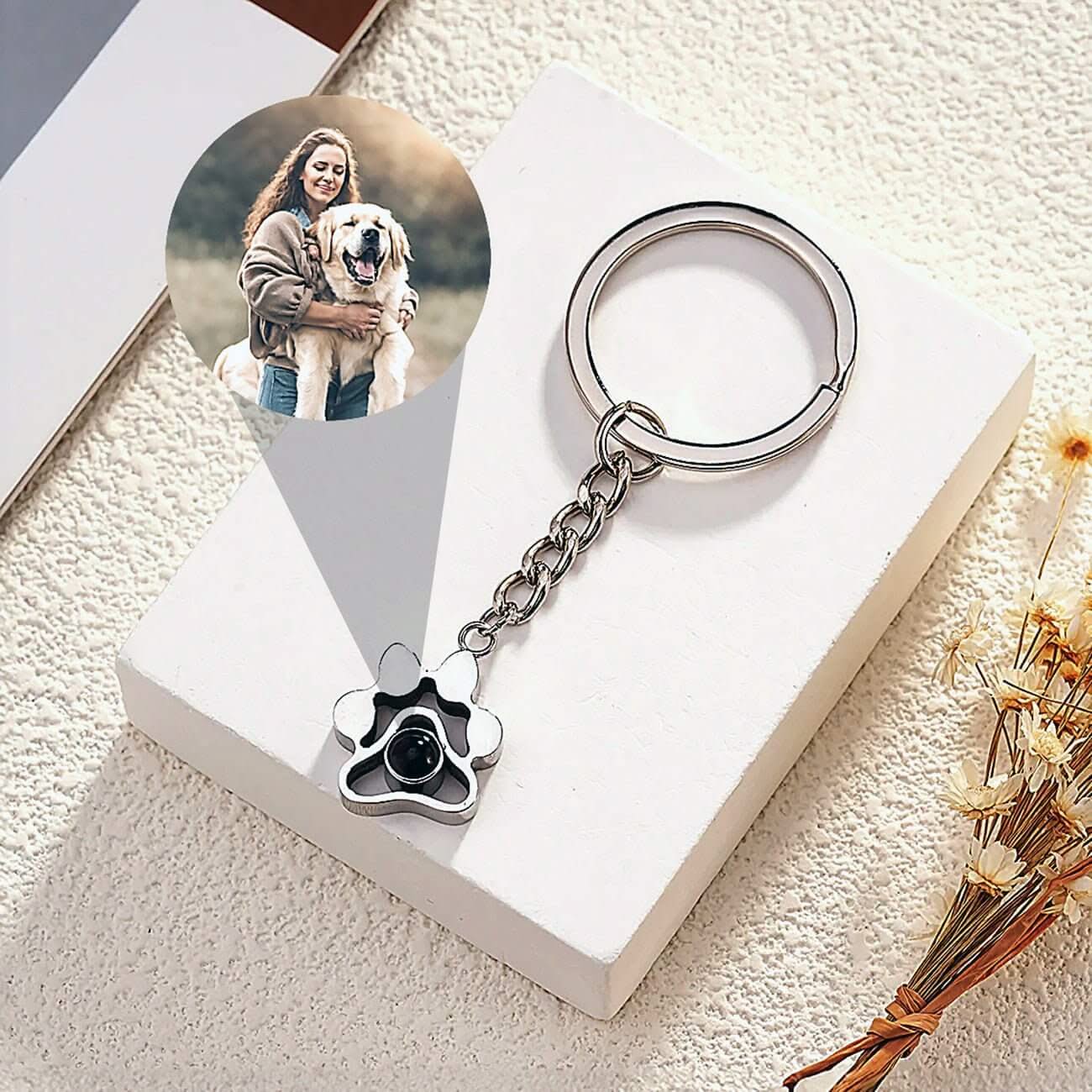 Pet Paw Photo Projecton Key Chain
