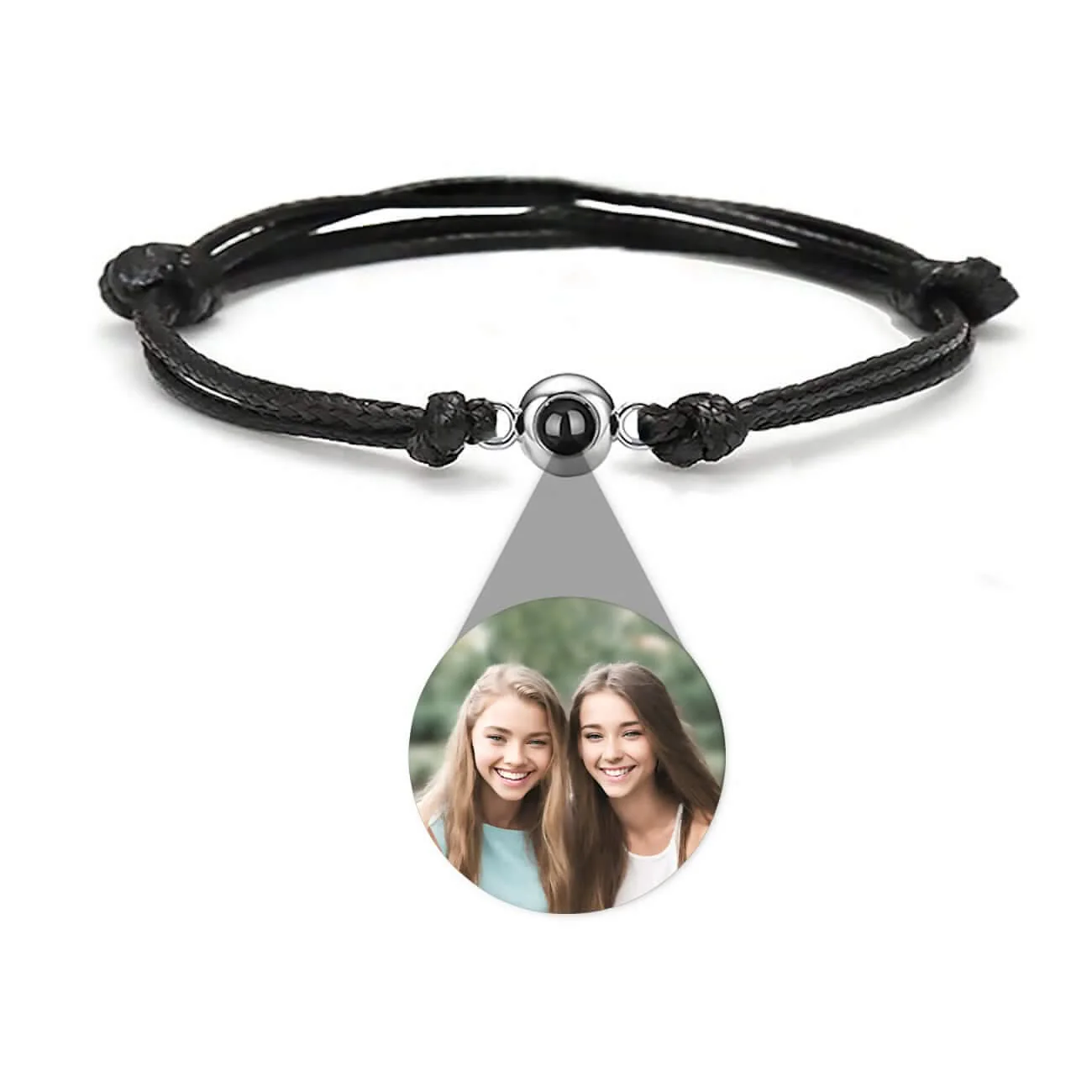 s925 Eyeball Charm Adjustable Rope Photo Projection Bracelet