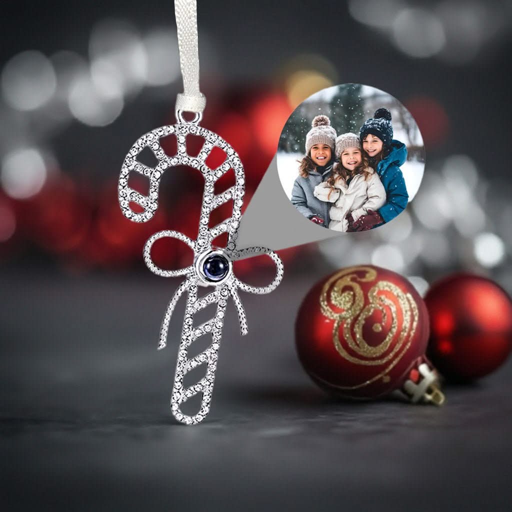 Candy Cane Christmas Ornament with Picture Inside