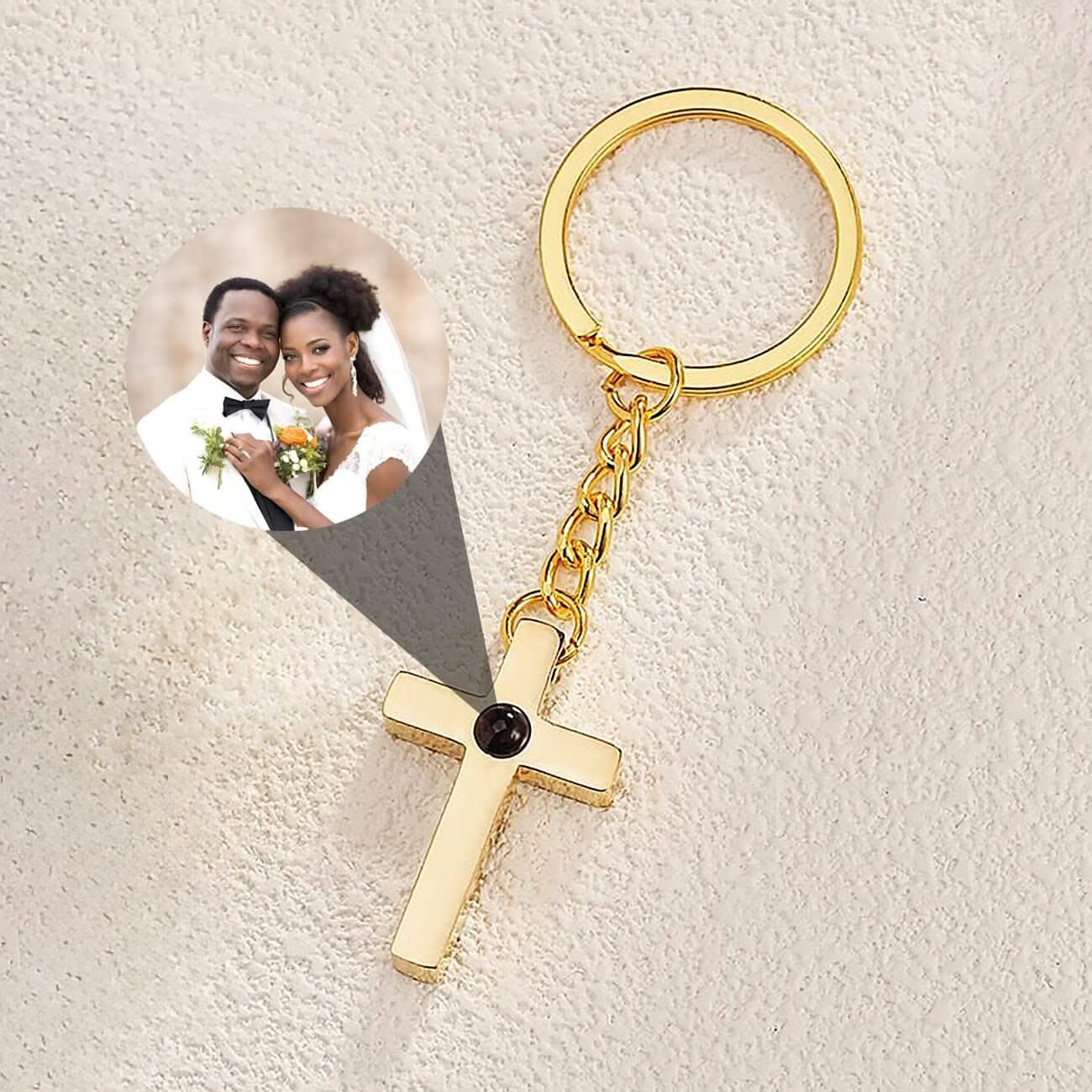 Cross Key Chain with Your Photo Inside