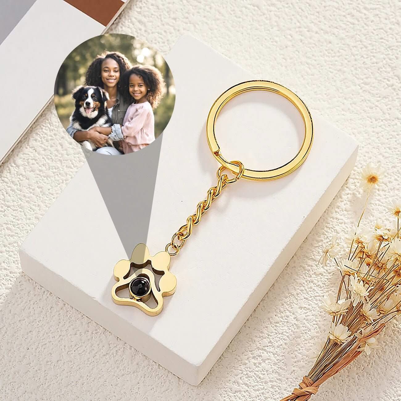 Pet Paw Photo Projecton Key Chain