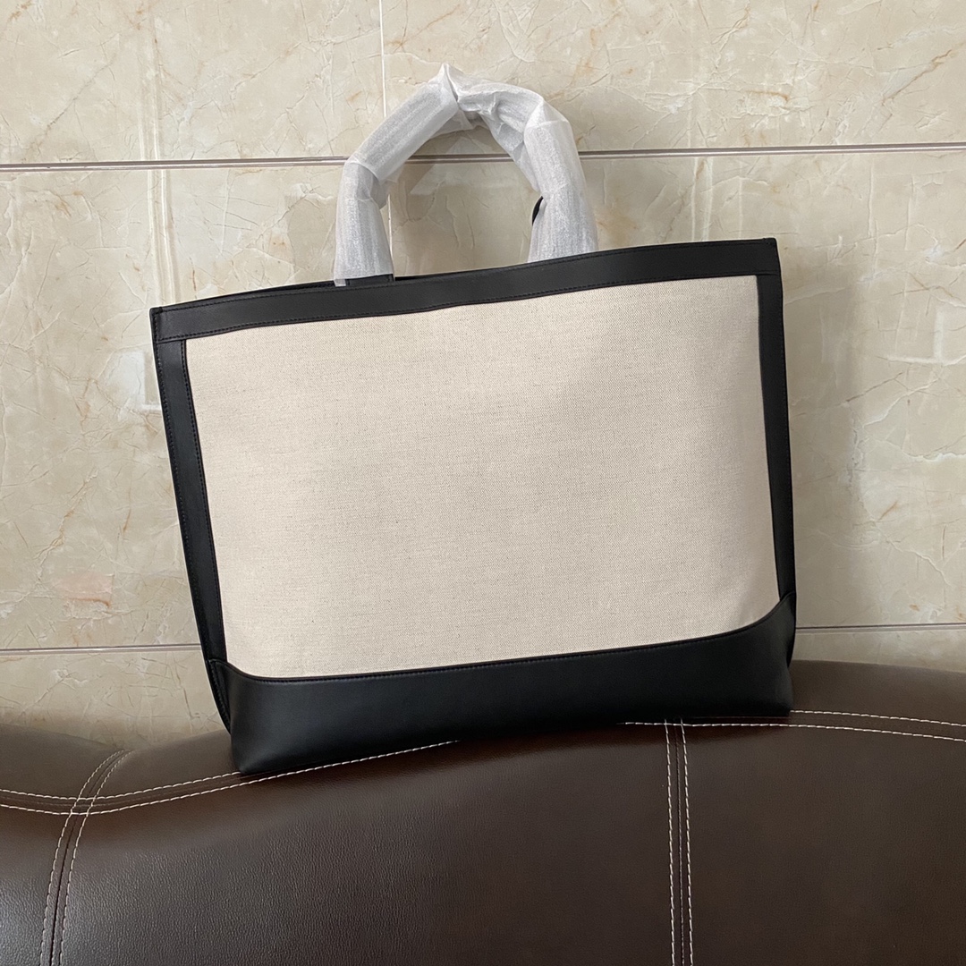 SHOPPING TAG IN CANVAS AND LEATHER