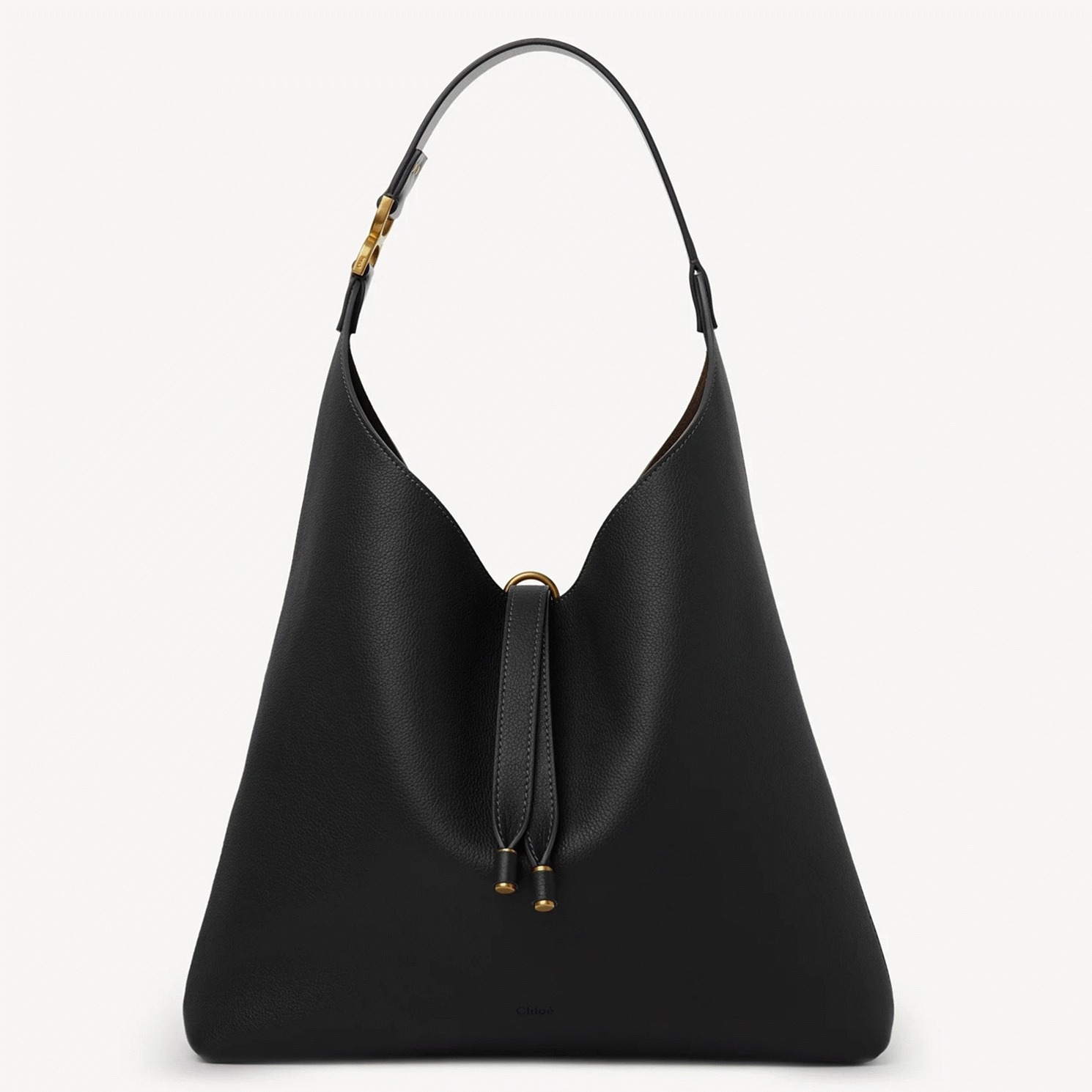 Top Quality Knockoff Previous Previous Chloe Marcie Hobo Bag in Black Grained Leather