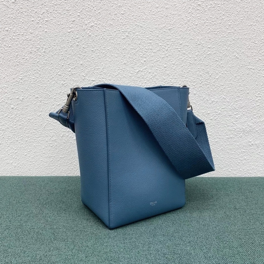Top Quality Knockoff Celine Sangle Small Bucket Bag In Slate Blue Calfskin