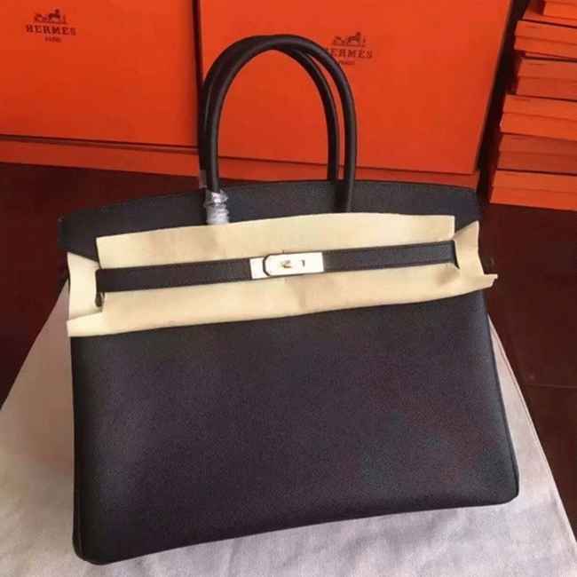 Black Replica Hermes Birkin 35cm Signature Handbag