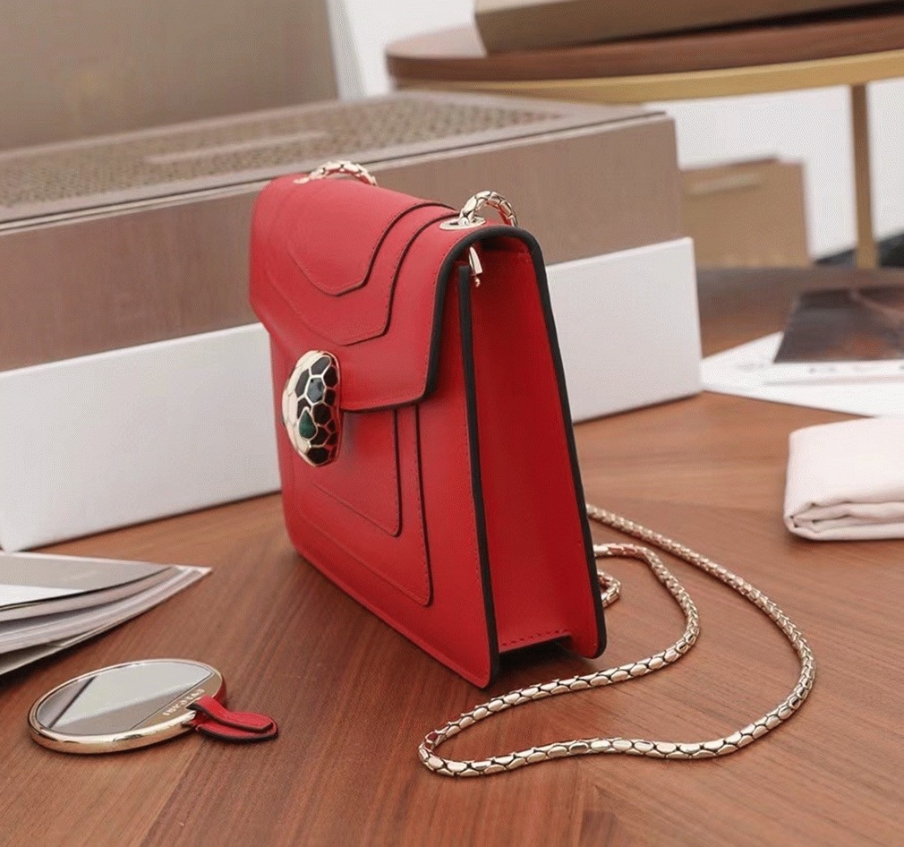 Red Leather Bvlgari Serpenti Forever Imitation Small Crossbody Bag