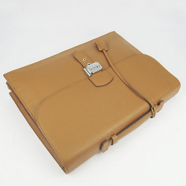 Brown Calf Leather Fake Hermes Sac A Depeches 38cm Briefcase