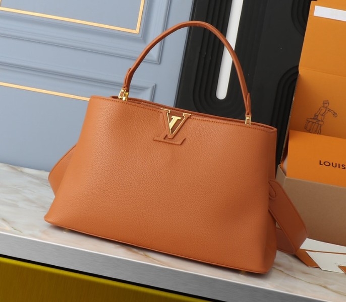 Louis Vuitton Capucines GM Souple Handbag In Cognac Brown