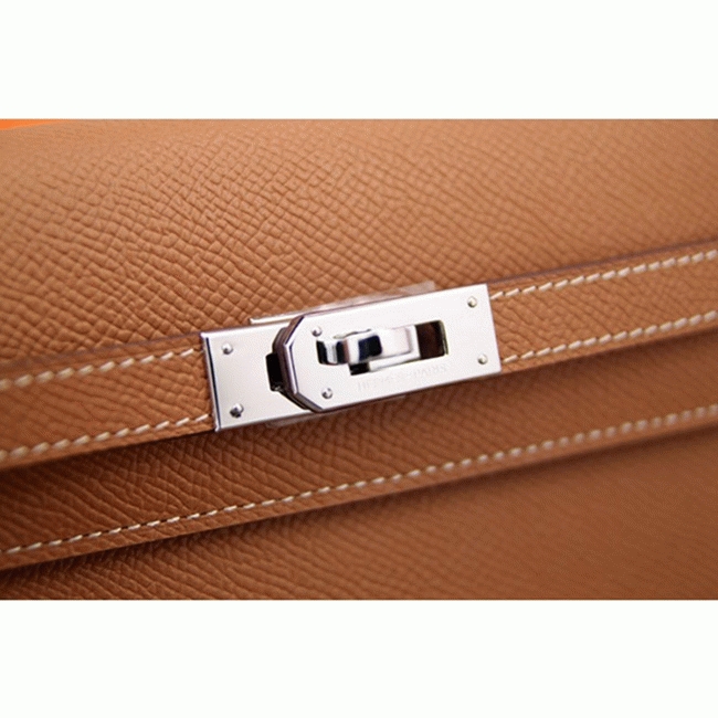 Brown fake designer Hermes Kelly Longue wallet