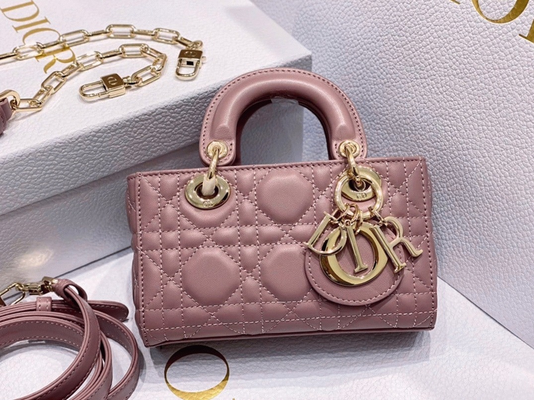 Dior Lady D-Joy Micro Bag Fake in Peony Pink Cannage Lambskin