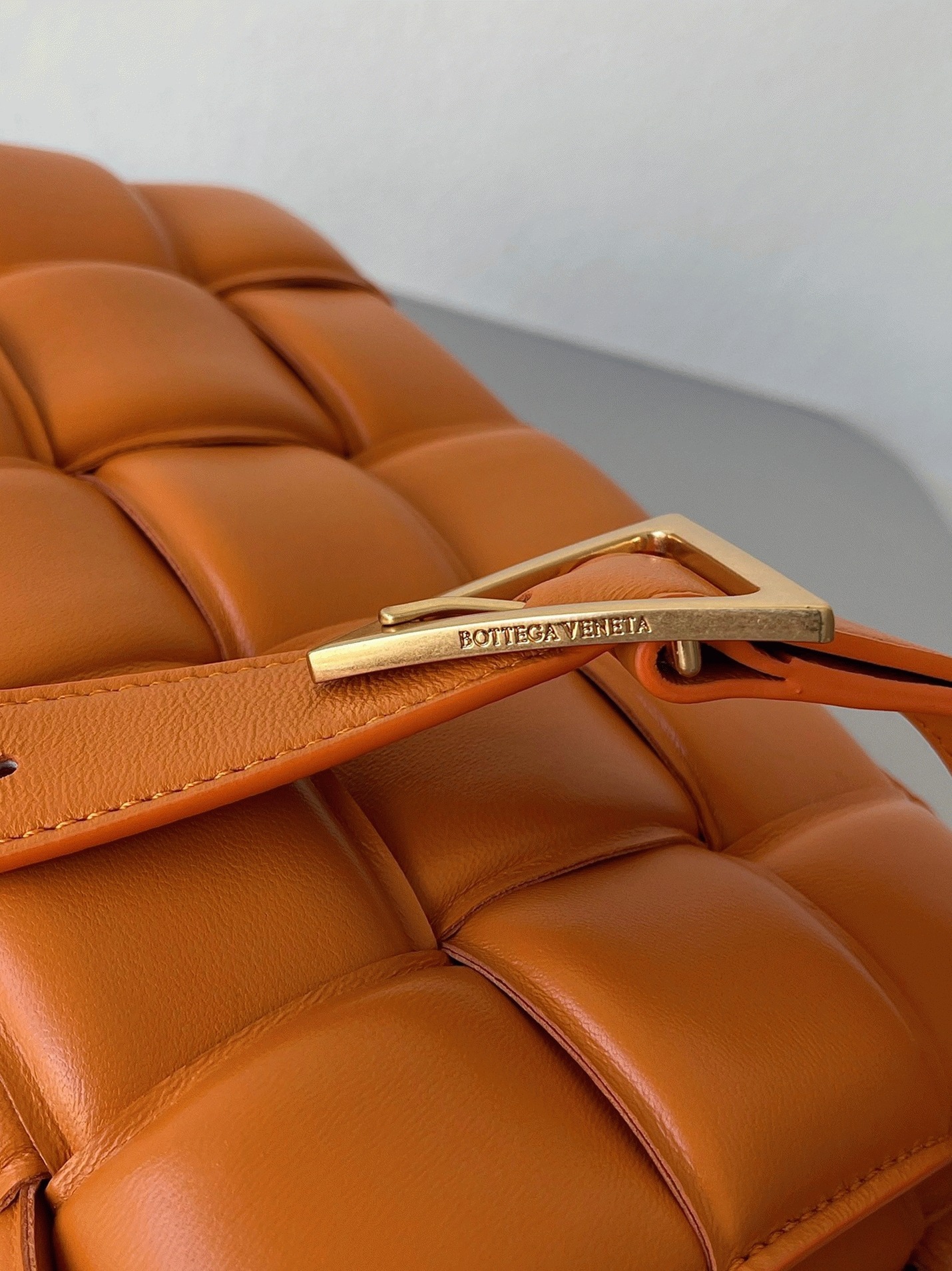 Top Quality Faux Bottega Veneta Padded Cassette Bag In Orange