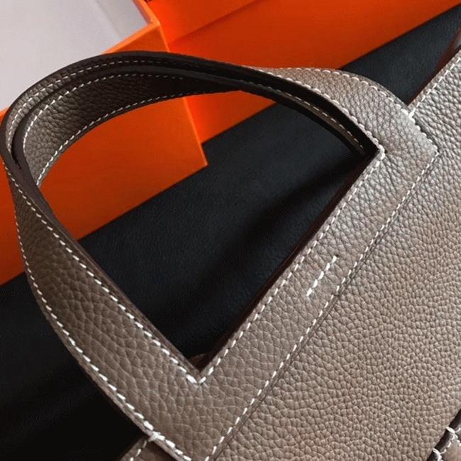 Etoupe Fake Hermes Halzan Soft Neutral Shoulder Bag