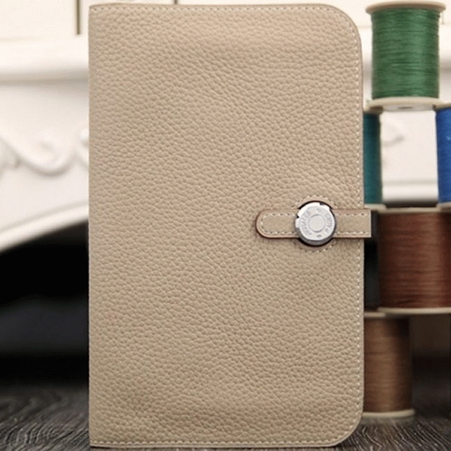 Grey designer replica Hermes Dogon combine wallet