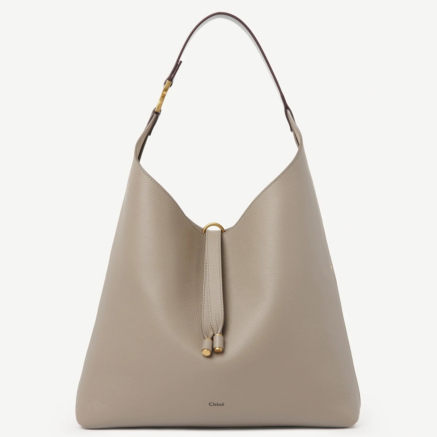 Top Quality Fake Chloe Marcie Hobo Bag in Grey Grained Leather