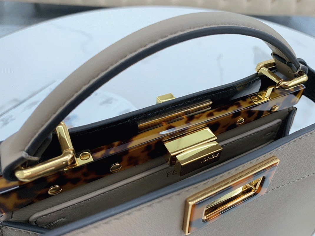 Grey Calfskin Fendi Peekaboo ISeeU Small Imitation Bag