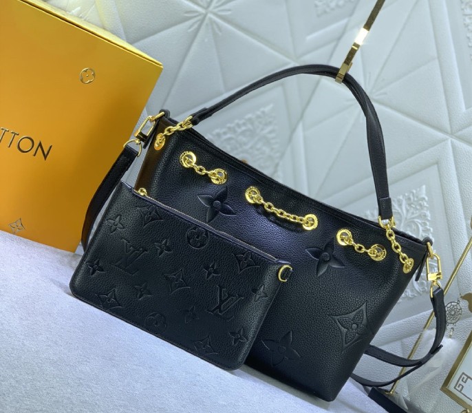 Louis Vuitton Monogram Empreinte Leather Bundle Bag In Black