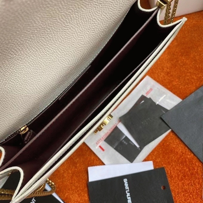 Fake Saint Laurent Cassandra Medium Chain Bag White