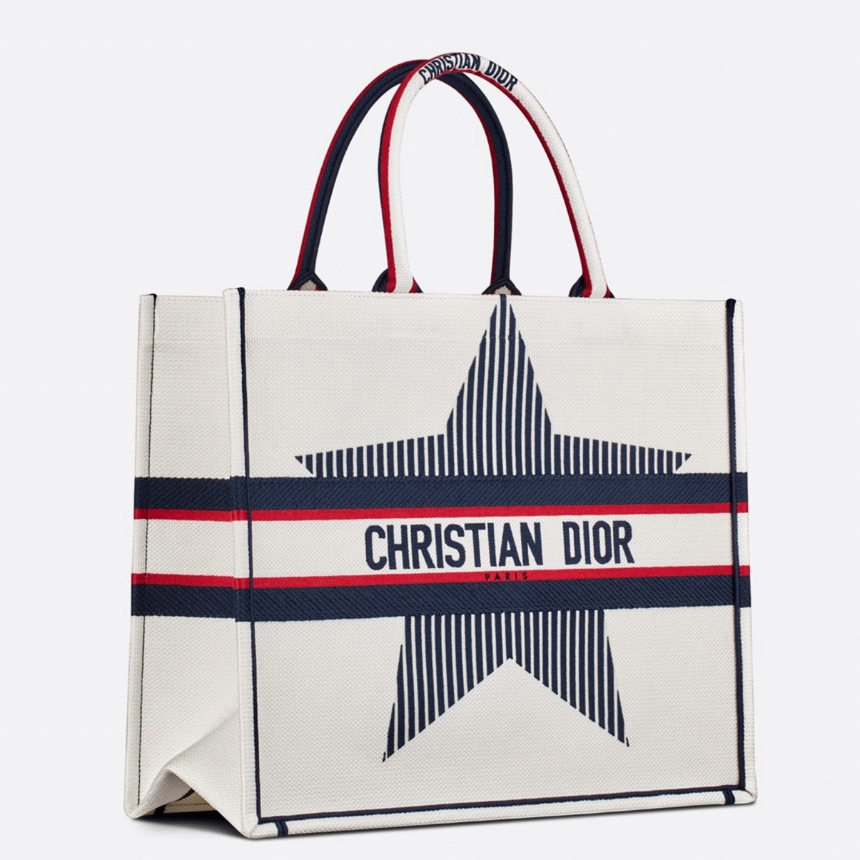 Dior Large Book Tote Bag Fake in DiorAlps White Three-Tone Embroidery