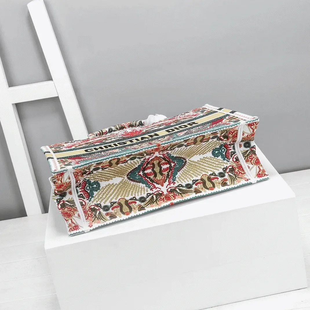 Dior Medium Book Tote Bag Replica in Heart Lights Dior Embroidery