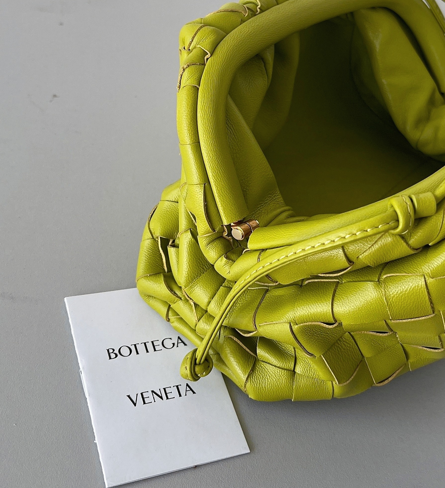 Fake Bottega Veneta Mini Pouch with Strap Kiwi