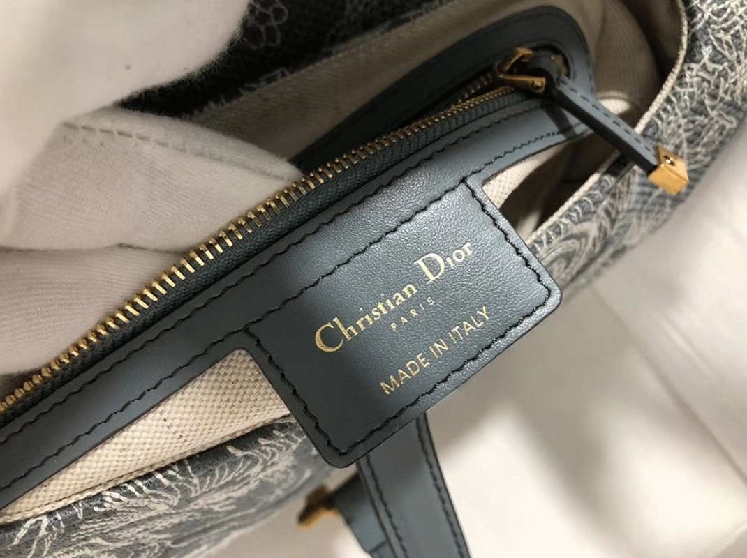 Dior Saddle Bag Faux in Grey Toile de Jouy Reverse Jacquard